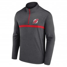 Кофта на короткой молнии New Jersey Devils Logo Athletic Heather Charcoal Head-to-Head Raglan