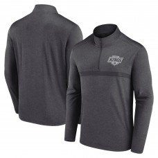 Los Angeles Kings Logo Athletic Heather Charcoal Head-to-Head Raglan Quarter-Zip Top