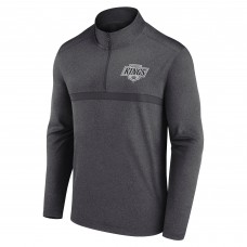 Los Angeles Kings Logo Athletic Heather Charcoal Head-to-Head Raglan Quarter-Zip Top