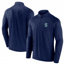 Seattle Kraken Logo Athletic Navy Head-to-Head Raglan Quarter-Zip Top