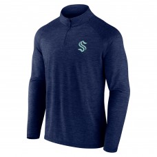 Seattle Kraken Logo Athletic Navy Head-to-Head Raglan Quarter-Zip Top