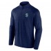 Seattle Kraken Logo Athletic Navy Head-to-Head Raglan Quarter-Zip Top