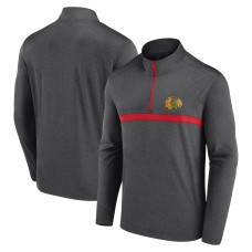 Кофта на короткой молнии Chicago Blackhawks Heather Charcoal Head-to-Head Raglan