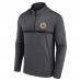 Boston Bruins Heather Charcoal Head-to-Head Raglan Quarter-Zip Top
