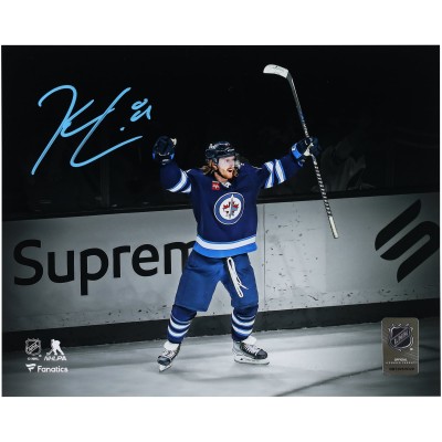Kyle Connor Winnipeg Jets Autographed Fanatics Authentic 8 x 10 Blue Jersey Celebrating Spotlight Photograph