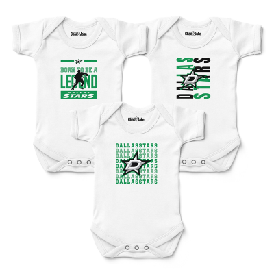 Newborn & Малышам Dallas Stars Chad & Jake White Three-Pack Bodysuit Set