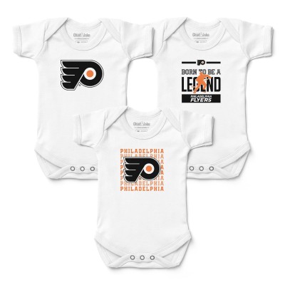 Newborn & Малышам Philadelphia Flyers Chad & Jake White Three-Pack Bodysuit Set