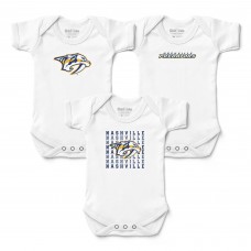 Newborn & Малышам Nashville Predators Chad & Jake White Three-Pack Bodysuit Set