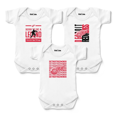 Newborn & Малышам Detroit Red Wings Chad & Jake White Three-Pack Bodysuit Set