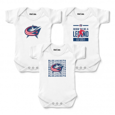 Newborn & Малышам Columbus Blue Jackets Chad & Jake White Three-Pack Bodysuit Set
