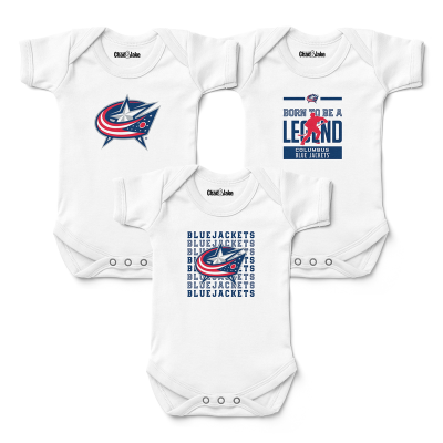 Newborn & Малышам Columbus Blue Jackets Chad & Jake White Three-Pack Bodysuit Set