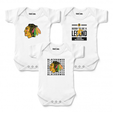 Newborn & Малышам Chicago Blackhawks Chad & Jake White Three-Pack Bodysuit Set