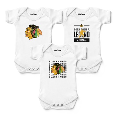 Newborn & Малышам Chicago Blackhawks Chad & Jake White Three-Pack Bodysuit Set