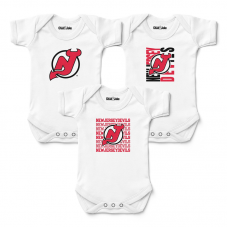 Newborn & Малышам New Jersey Devils Chad & Jake White Three-Pack Bodysuit Set