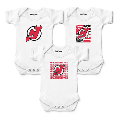 Newborn & Малышам New Jersey Devils Chad & Jake White Three-Pack Bodysuit Set