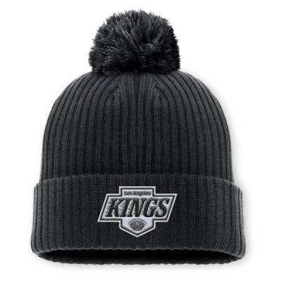Шапка с помпоном Los Angeles Kings Fanatics Black Primary Logo Cuffed