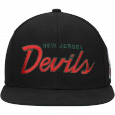 New Jersey Devils Mitchell & Ness Core Team Script 2.0 Snapback Hat - Black