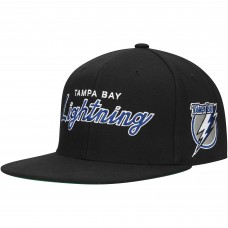 Tampa Bay Lightning Mitchell & Ness Black Core Team Script 2.0 Snapback Hat