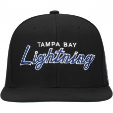 Tampa Bay Lightning Mitchell & Ness Black Core Team Script 2.0 Snapback Hat