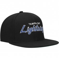 Tampa Bay Lightning Mitchell & Ness Black Core Team Script 2.0 Snapback Hat