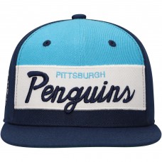 Бейсболка Pittsburgh Penguins Mitchell & Ness Youth Retro Script Color Block - Navy/Light Blue