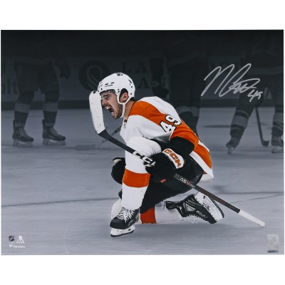 Noah Cates Philadelphia Flyers Autographed Fanatics Authentic 16 x 20 White Jersey Celebrating Spotlight Photograph