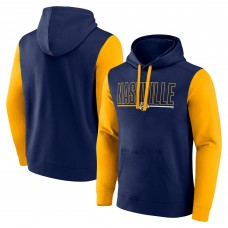 Nashville Predators Logo Athletic Navy Deliver Fleece Pullover Hoodie