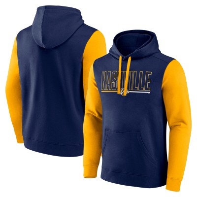 Nashville Predators Logo Athletic Navy Deliver Fleece Pullover Hoodie