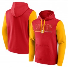 Calgary Flames Logo Athletic Red Deliver Fleece Pullover Hoodie