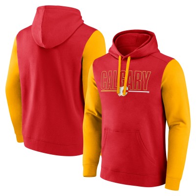 Calgary Flames Logo Athletic Red Deliver Fleece Pullover Hoodie