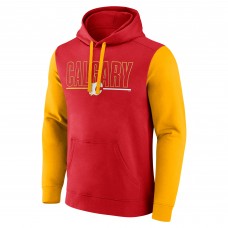 Calgary Flames Logo Athletic Red Deliver Fleece Pullover Hoodie