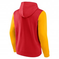 Calgary Flames Logo Athletic Red Deliver Fleece Pullover Hoodie