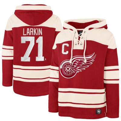 Толстовка Dylan Larkin Detroit Red Wings 47 Captain Patch Player Name & Number Lacer - Red