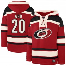 Carolina Hurricanes Sebastian Aho 47 Red Player Name & Number Lacer Pullover Hoodie Carolina Hurricanes Sebastian Aho 47 Red Player Name & Number Lacer Pullover Hoodie