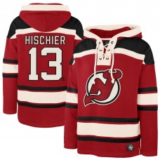 Толстовка New Jersey Devils Nico Hischier 47 Red Player Name & Number Lacer