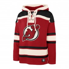 Толстовка New Jersey Devils Nico Hischier 47 Red Player Name & Number Lacer