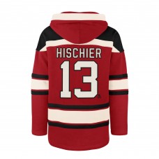 Толстовка New Jersey Devils Nico Hischier 47 Red Player Name & Number Lacer