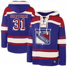 Толстовка New York Rangers Igor Shesterkin 47 Blue Player Name & Number Lacer