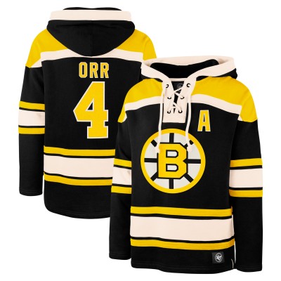 Толстовка Boston Bruins Bobby Orr 47 Black Retired Player Name & Number Lacer