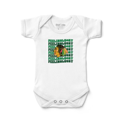 Newborn Chicago Blackhawks Chad & Jake White Feeling Lucky Bodysuit