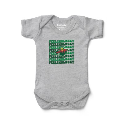Minnesota Wild Chad & Jake Newborn Feeling Lucky Bodysuit - Heather Gray