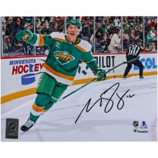 Matthew Boldy Minnesota Wild Autographed Fanatics Authentic 8 x 10 Green Alternate Jersey Celebration Photograph