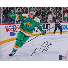 Matthew Boldy Minnesota Wild Autographed Fanatics Authentic 16 x 20 Green Alternate Jersey Celebration Photograph