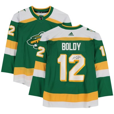 Игровая джерси Matthew Boldy Minnesota Wild Autographed Fanatics Authentic 2023-24 Green Alternate adidas Authentic