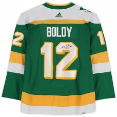 Игровая джерси Matthew Boldy Minnesota Wild Autographed Fanatics Authentic 2023-24 Green Alternate adidas Authentic