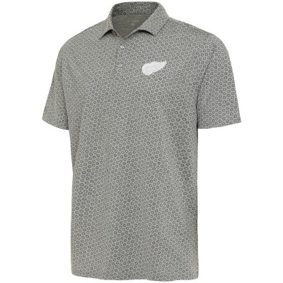 Поло Detroit Red Wings Antigua White Logo Flicker - Heather Gray