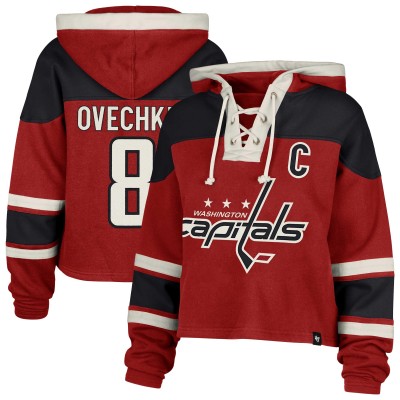 Толстовка Женская Washington Capitals Alexander Ovechkin 47 Red Superior Lacer Cropped