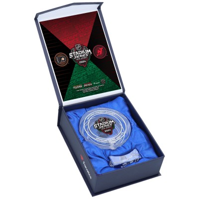 Philadelphia Flyers vs. New Jersey Devils Fanatics Authentic Crystal Puck - Filled with Game-Used Ice from the 2024 NHL Stadium Series