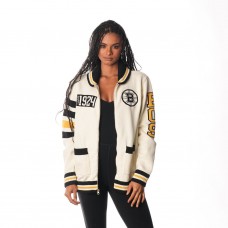 Unisex Boston Bruins The Wild Collective Cream Jacquard Full-Zip Sweater