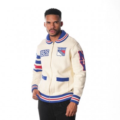 Unisex New York Rangers The Wild Collective Cream Jacquard Full-Zip Sweater